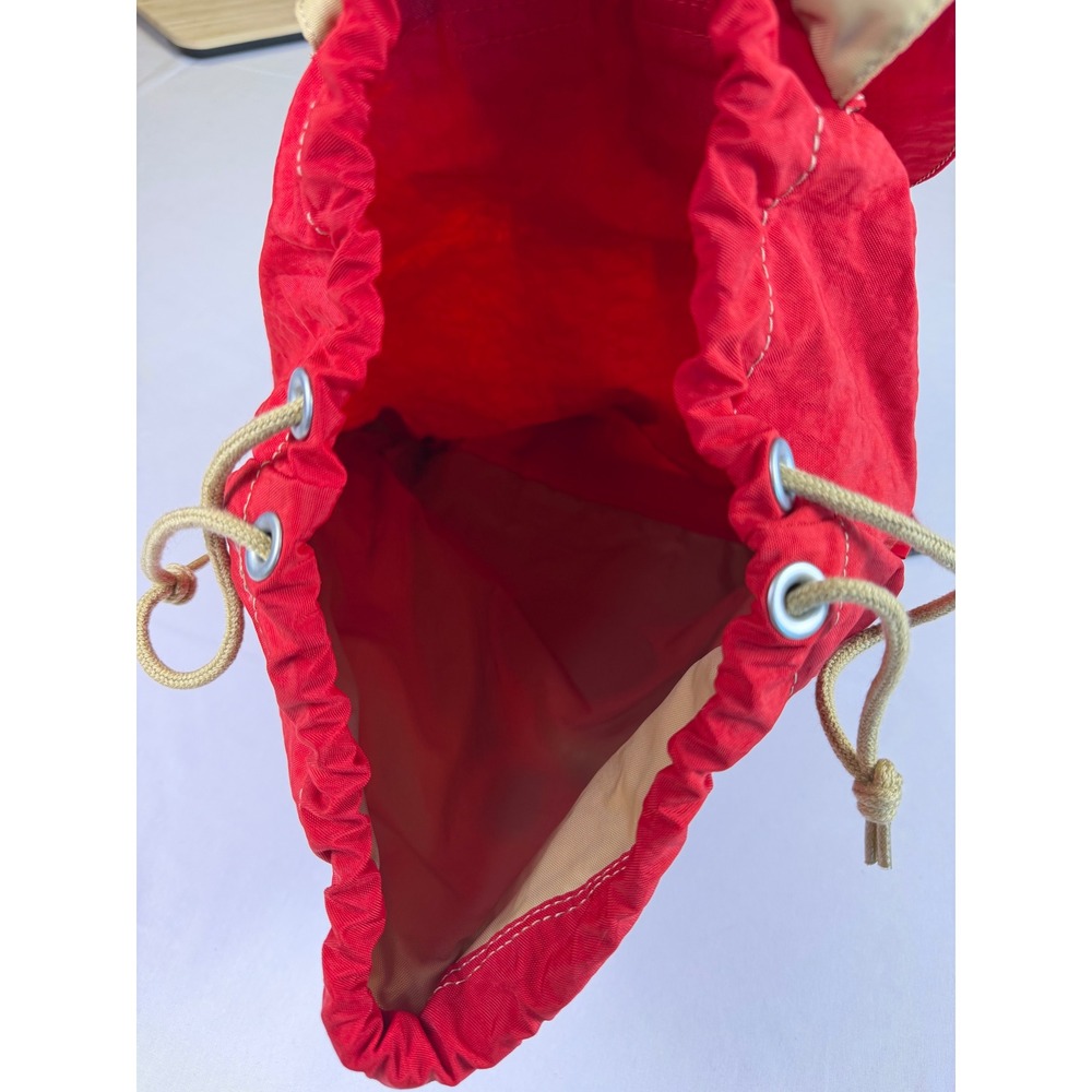 Vintage Kipling Red Drawstring‎ Backpack Rucksack Front Zip Pockets - Picture 5 of 8